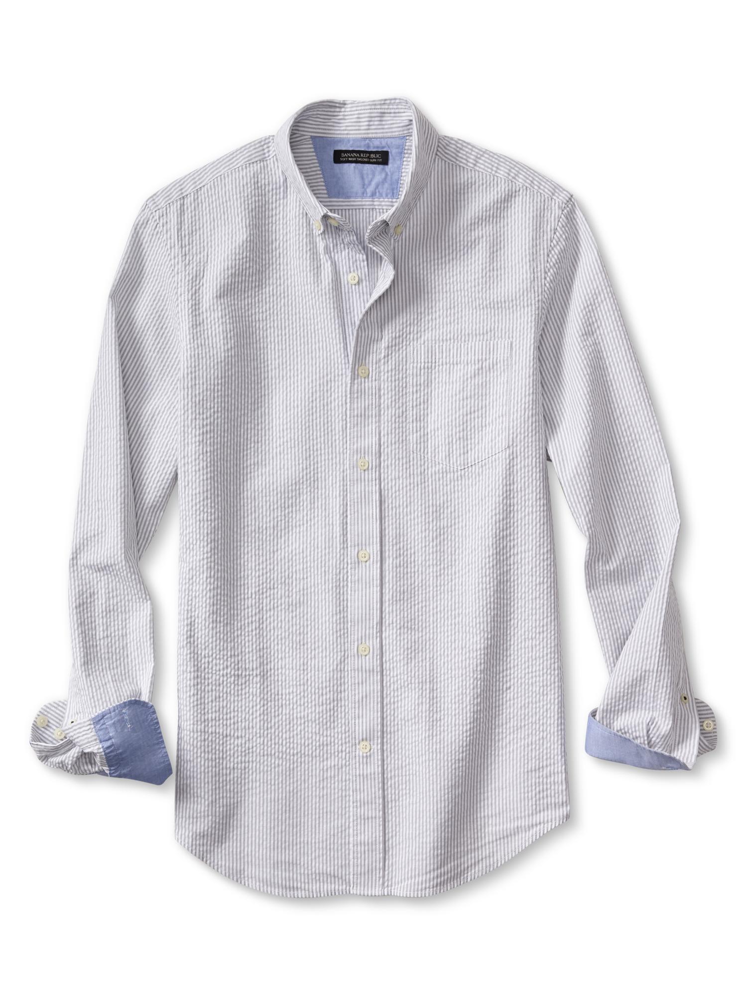 Tailored Slim-Fit Striped Seersucker Shirt | Banana Republic