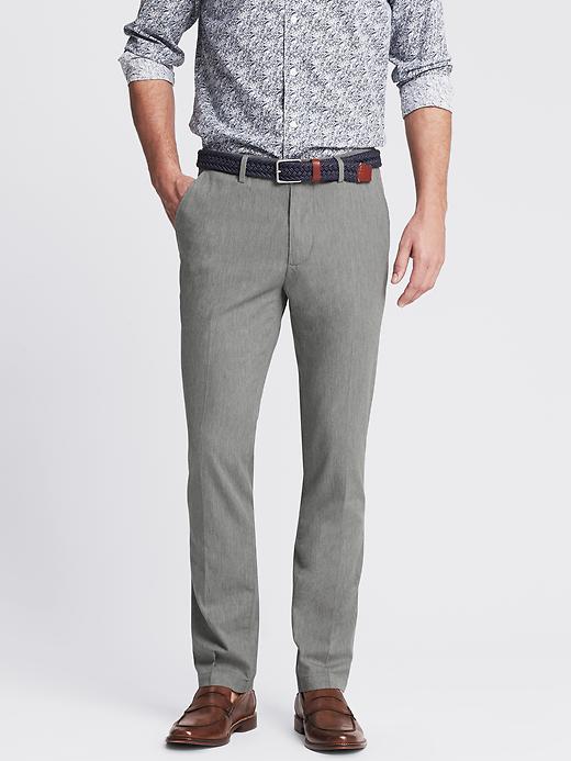 Kentfield Slim Gray Heather Cotton Pant | Banana Republic