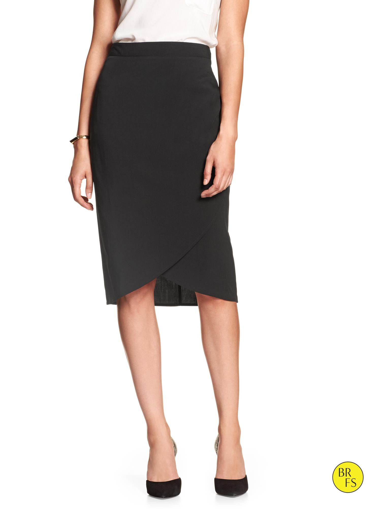 Factory Faux-Wrap Midi Skirt