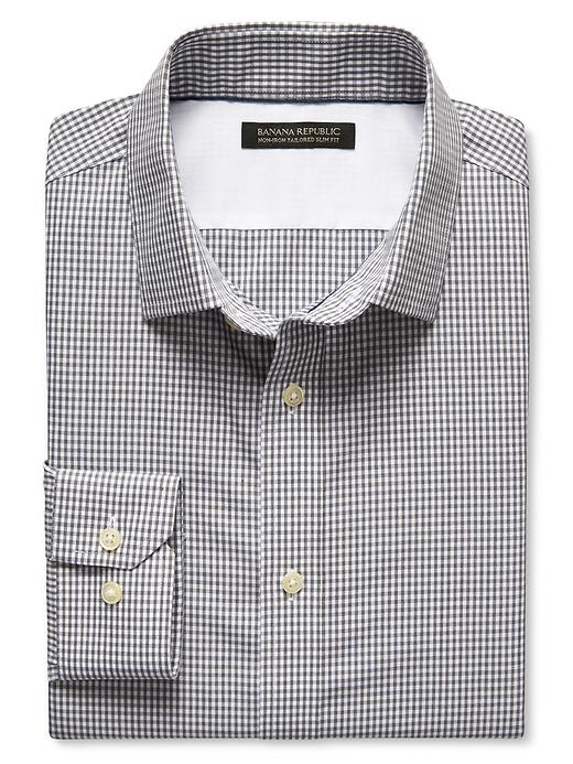 Tailored Slim-Fit Non-Iron Heathered Gingham Shirt | Banana Republic