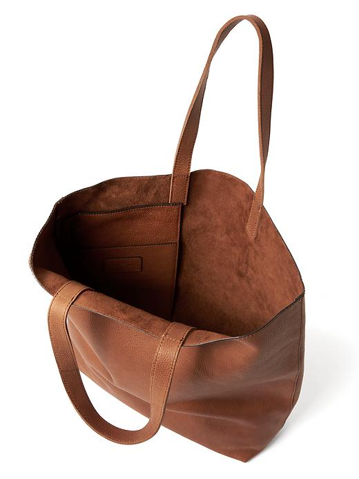 Leather Side-Zip Tote Banana Republic