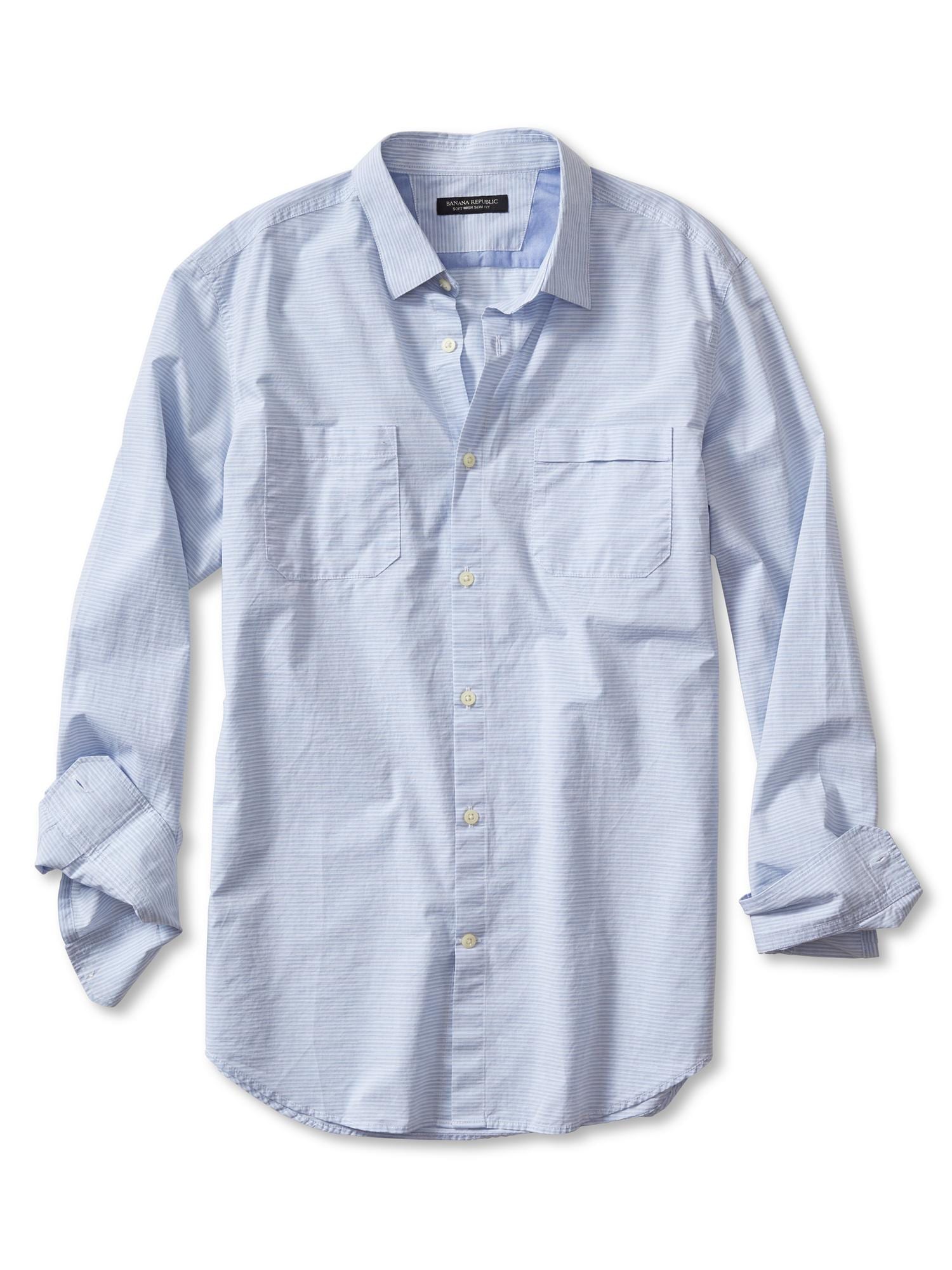 Slim-Fit Soft-Wash Striped Utility Shirt