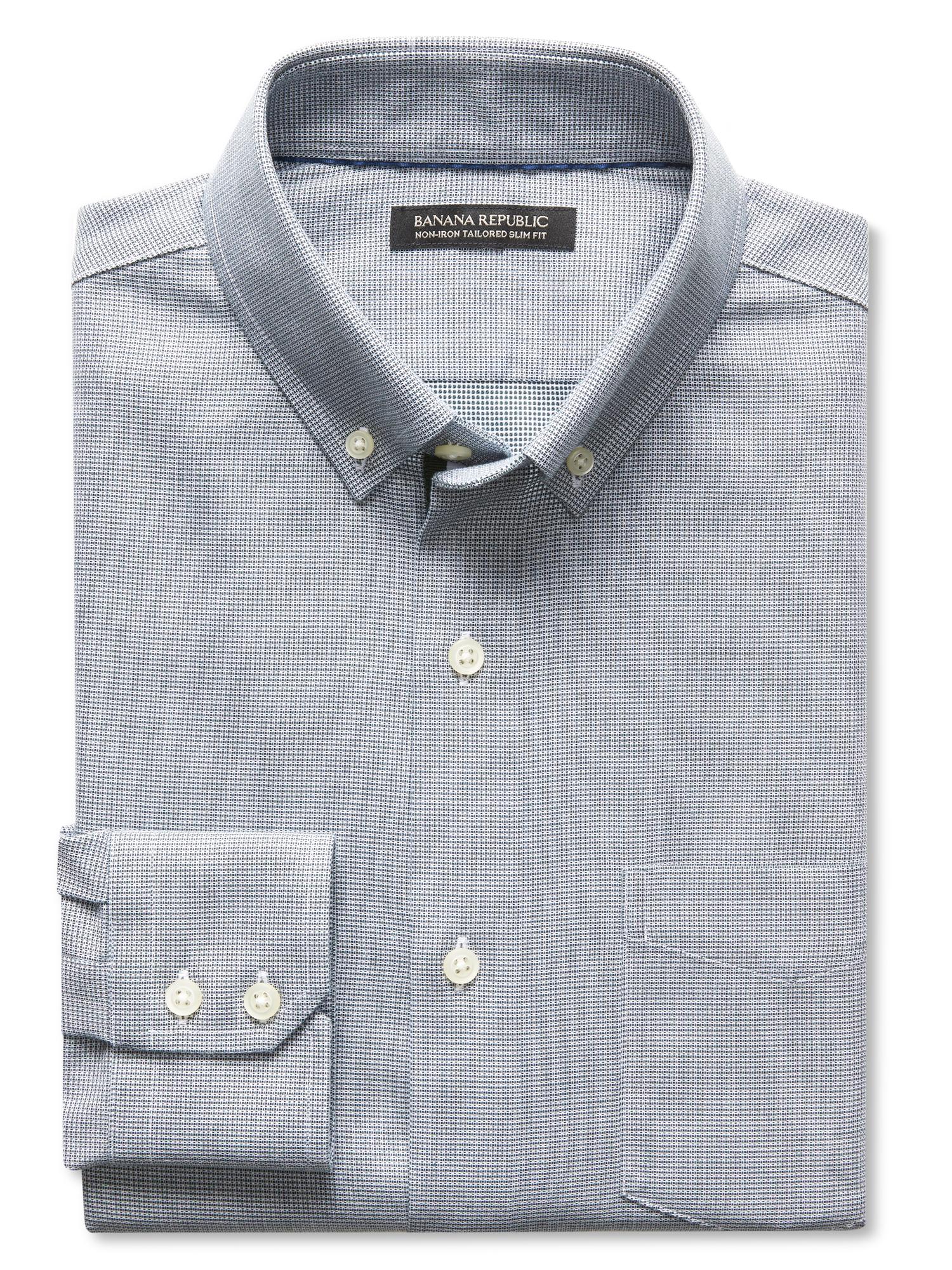 Tailored Slim-Fit Non-Iron Textured Shirt | Banana Republic