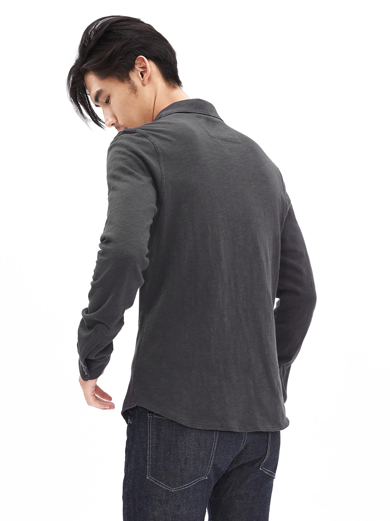 Garment-Dye Gray Cotton Utility Shirt