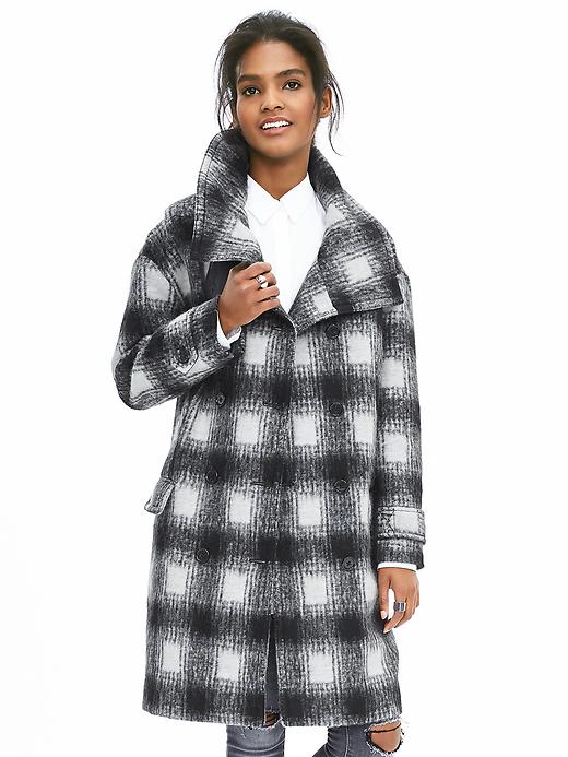 Banana republic double breasted 2024 plaid cocoon coat