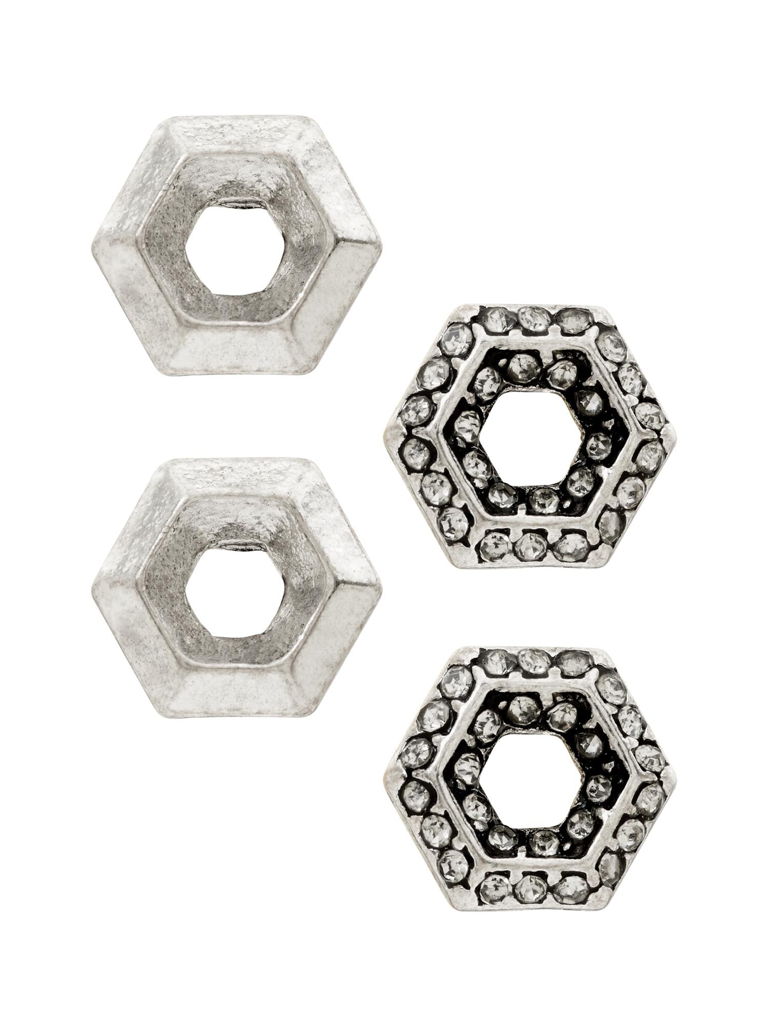 Hexagon Stud Earring Set