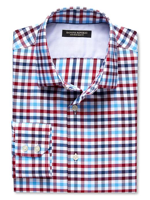 Slim-Fit Non-Iron Red Check Shirt | Banana Republic
