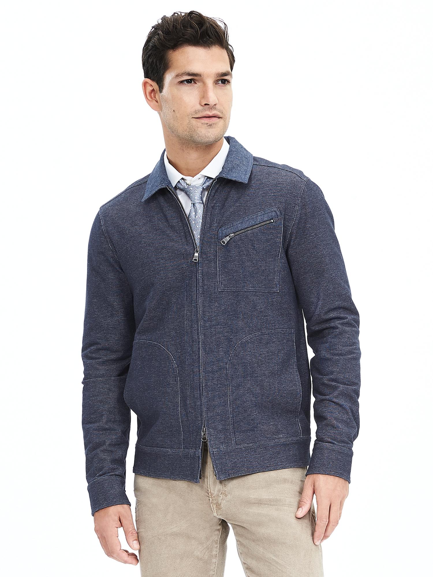 Heather Blue Zip Jacket | Banana Republic