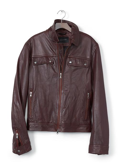 Cognac Genuine Leather Jacket | Banana Republic