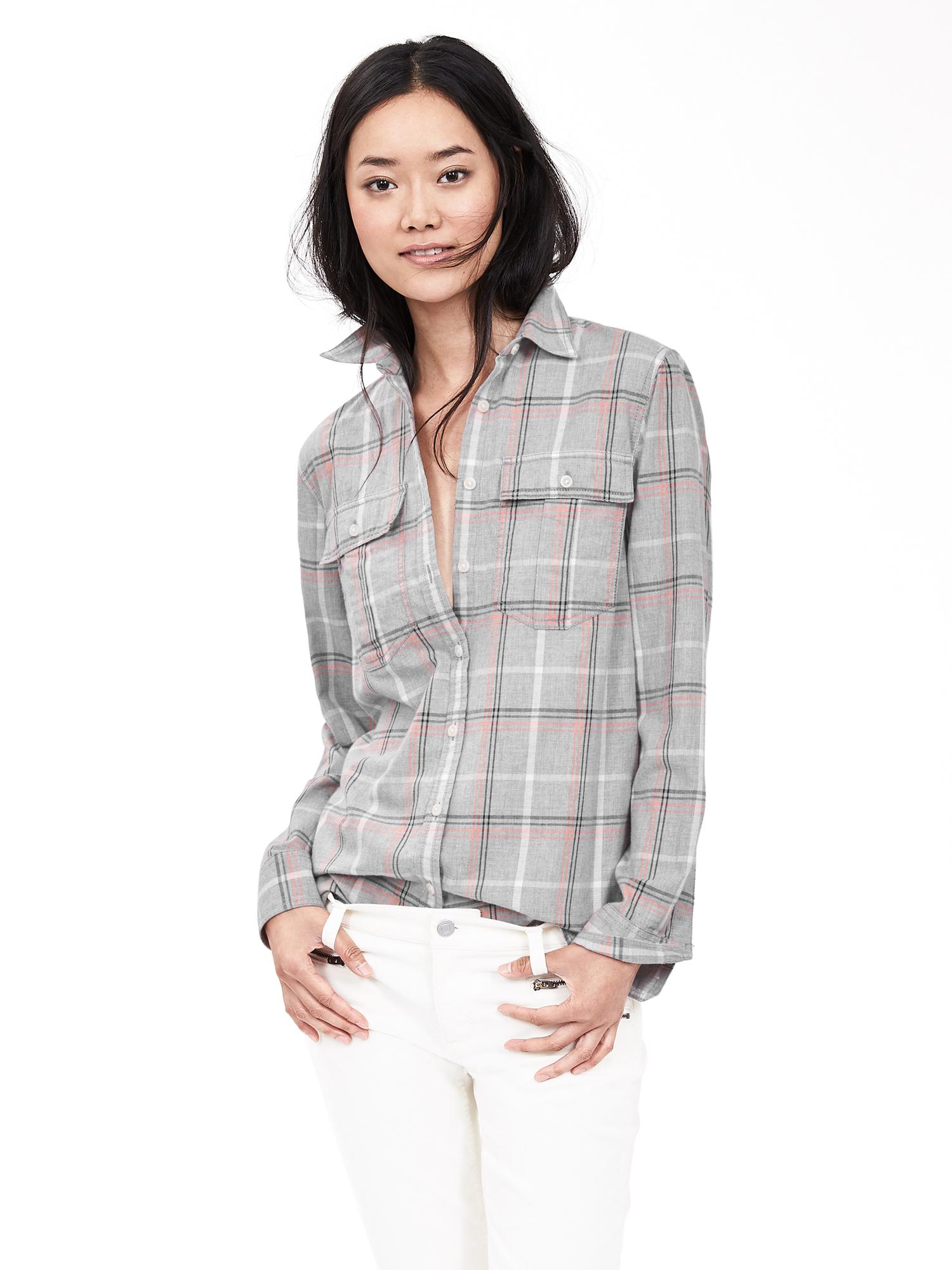 Soft-Wash Open Plaid Shirt | Banana Republic