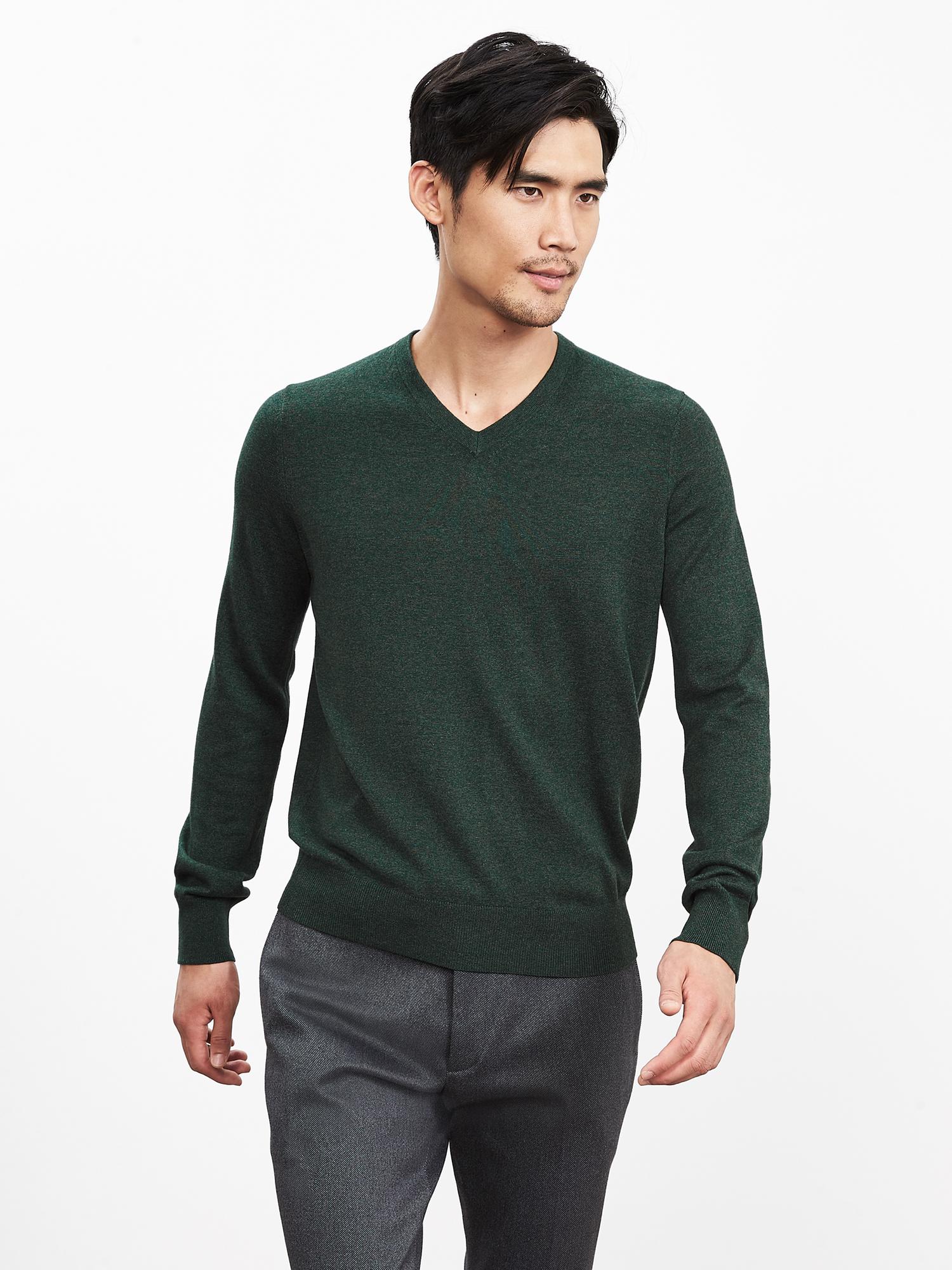 Silk Cotton Cashmere V-Neck Sweater | Banana Republic