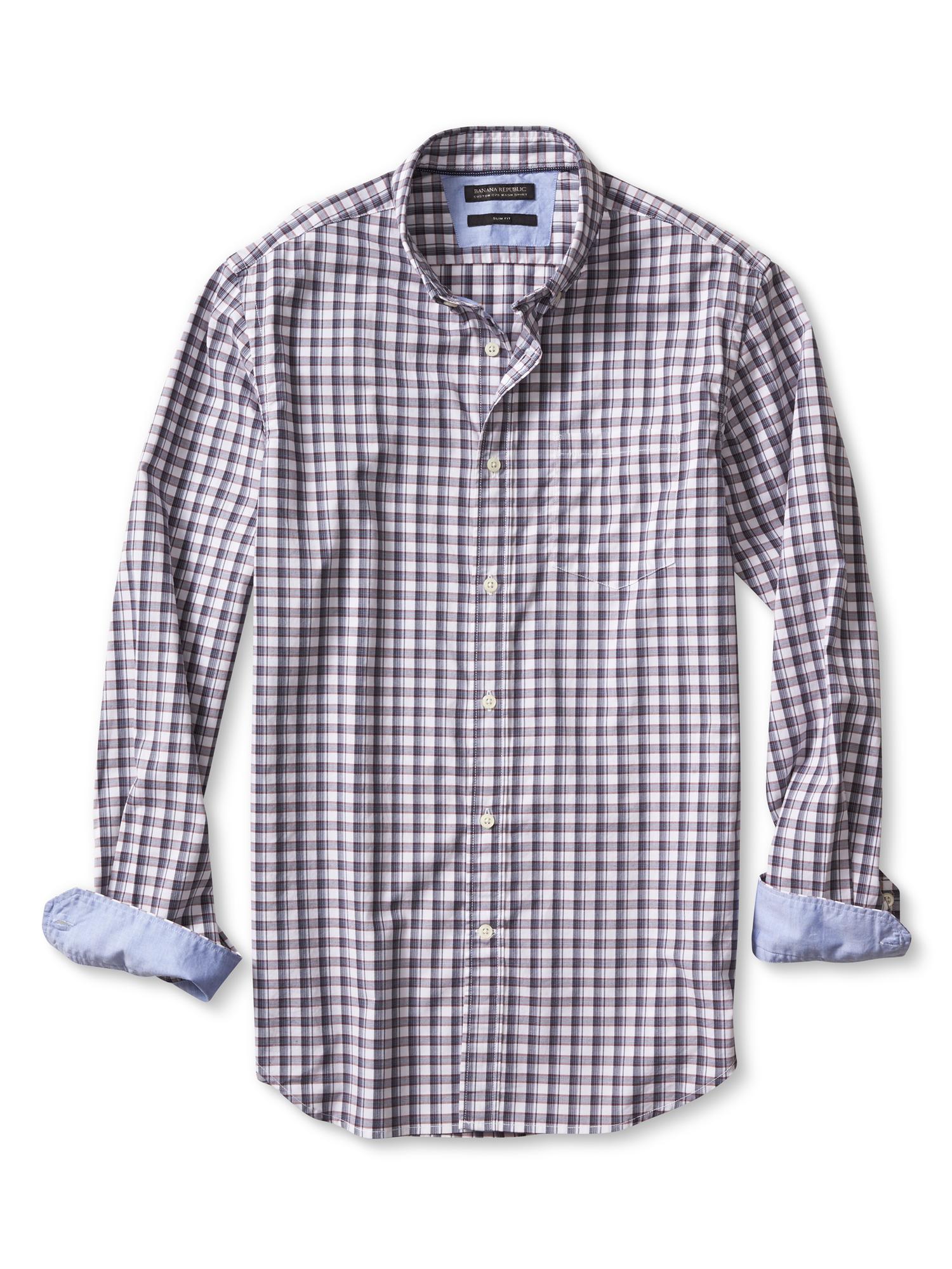 Slim-Fit Custom 078 Wash Check Shirt | Banana Republic