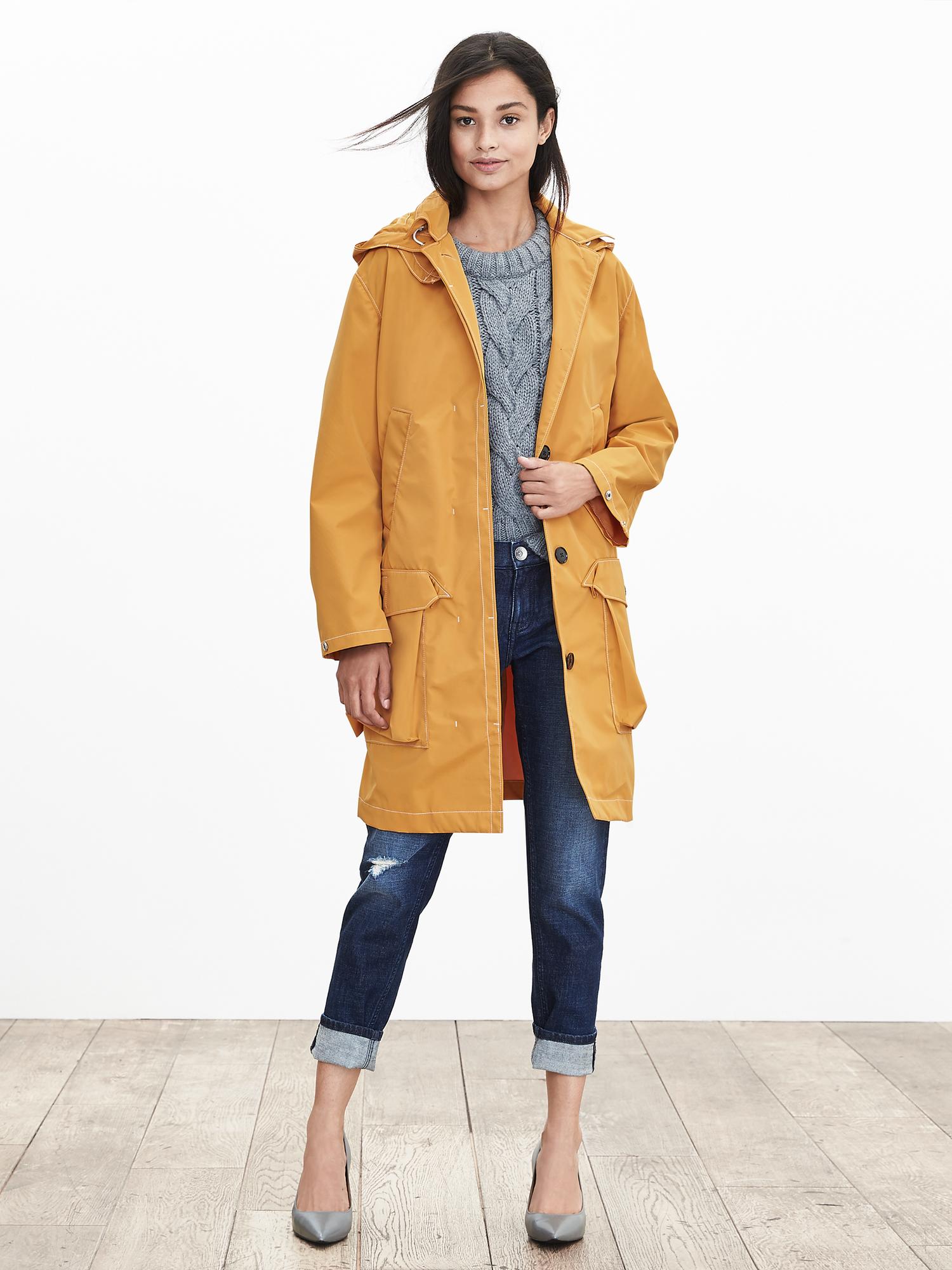 Yellow discount hooded coat