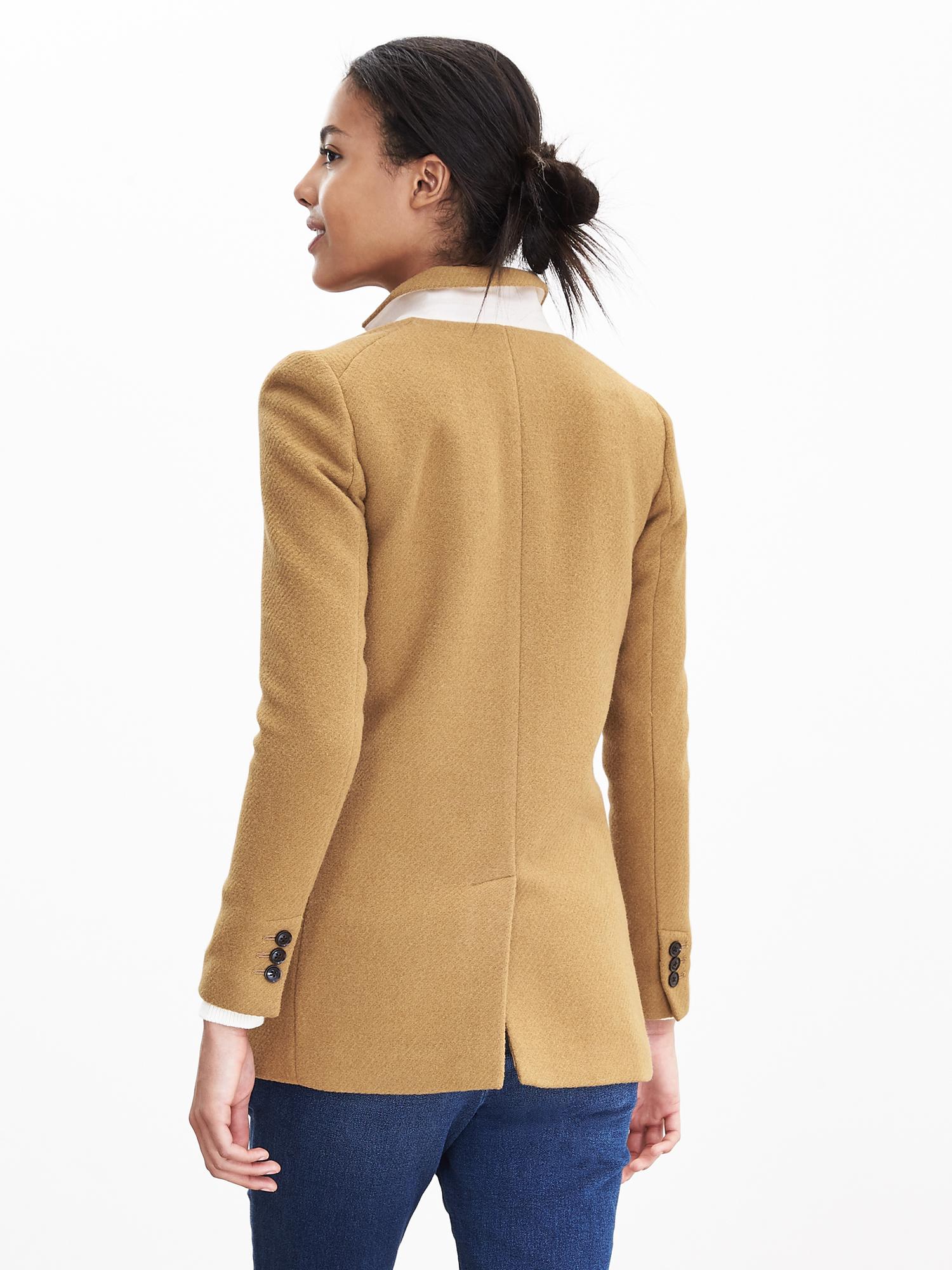 Camel Double-Breasted Blazer