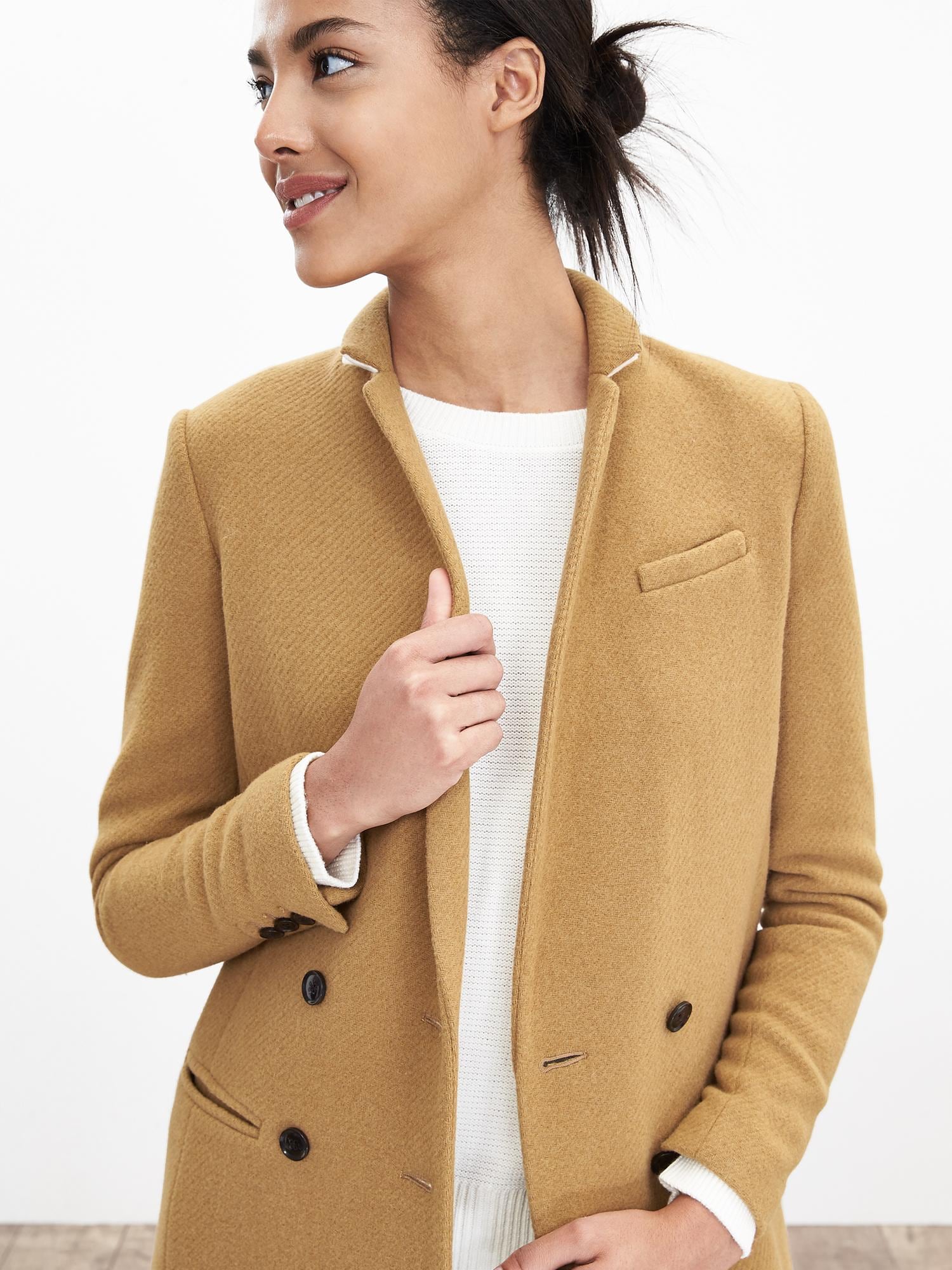 Camel Double-Breasted Blazer