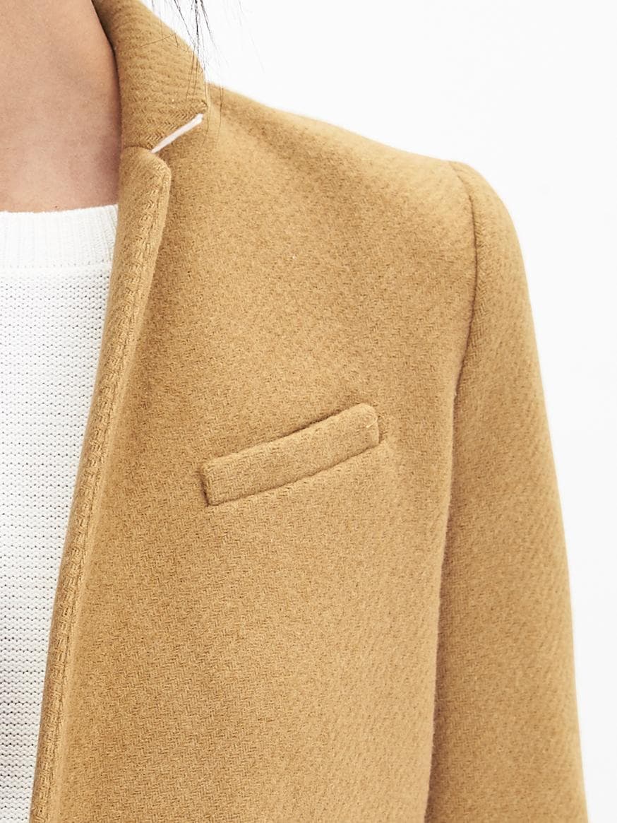 Camel Double-Breasted Blazer