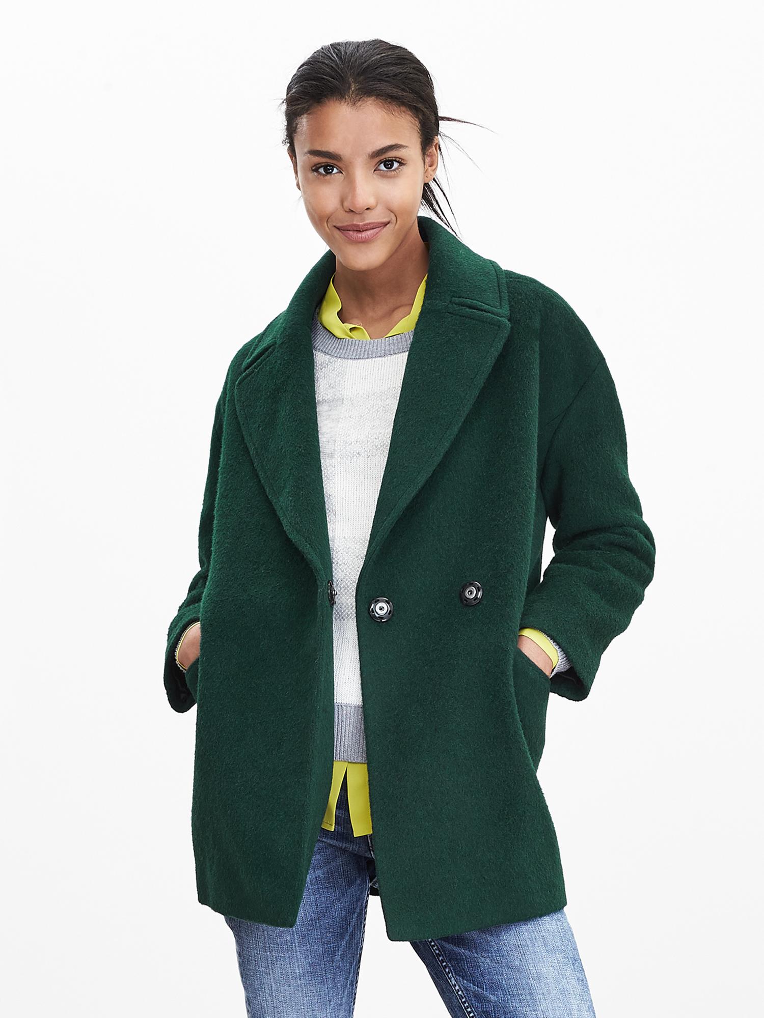 green cocoon coat