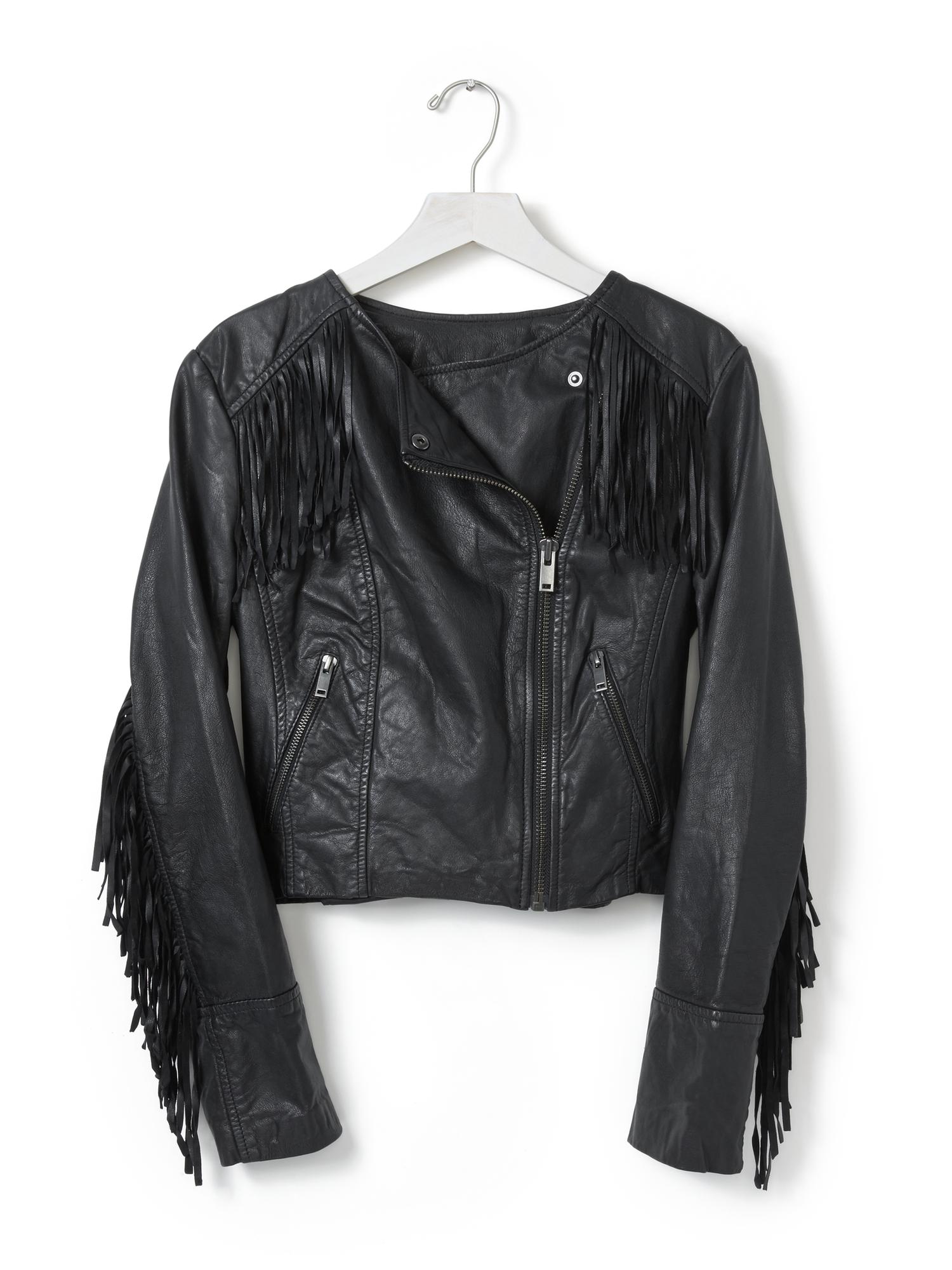 Fringe Leather Moto Jacket | Banana Republic