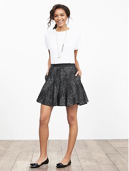 Jacquard Fit-and-Flare Skirt | Banana Republic