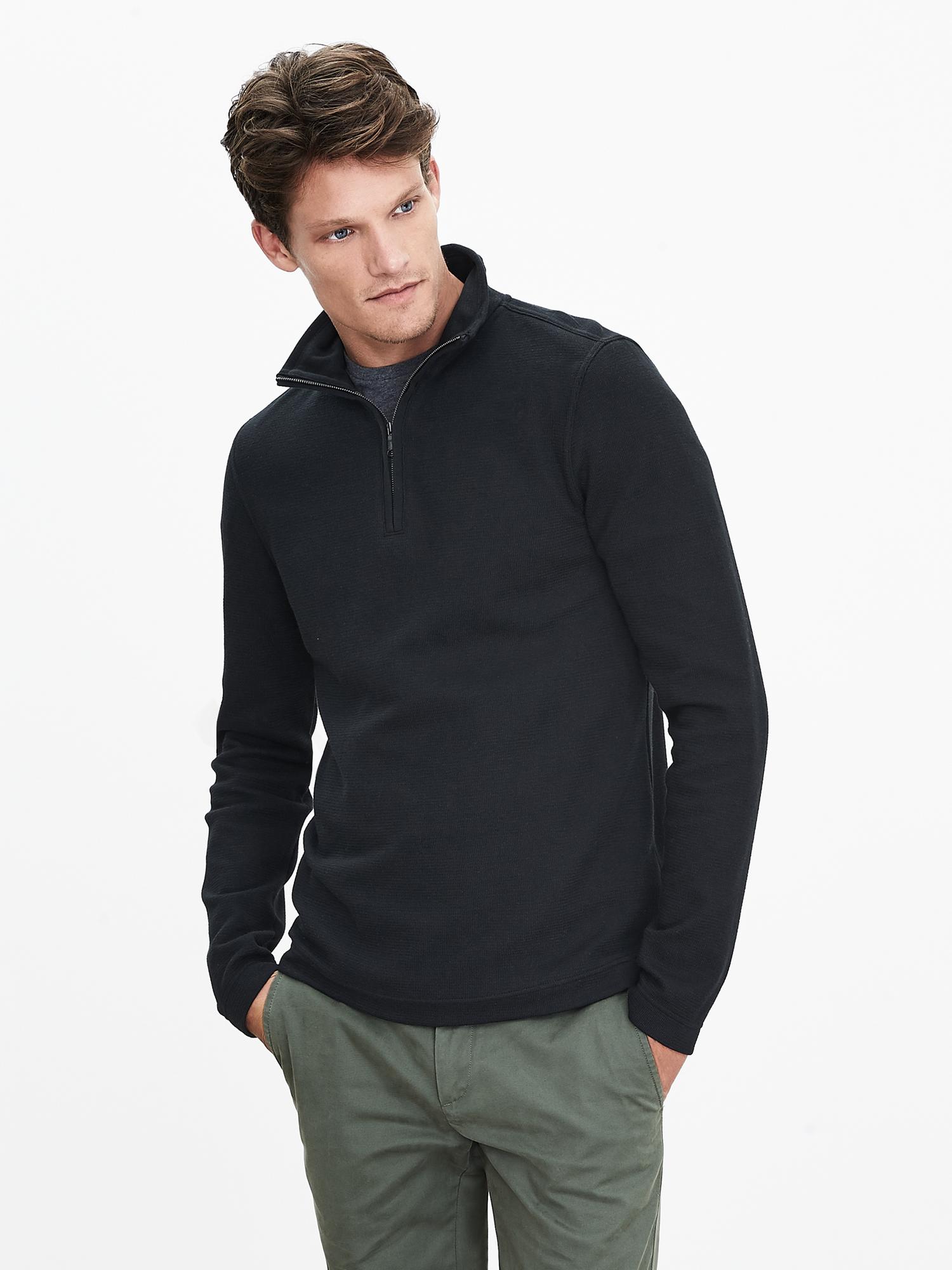 Textured Half Zip Pullover Banana Republic