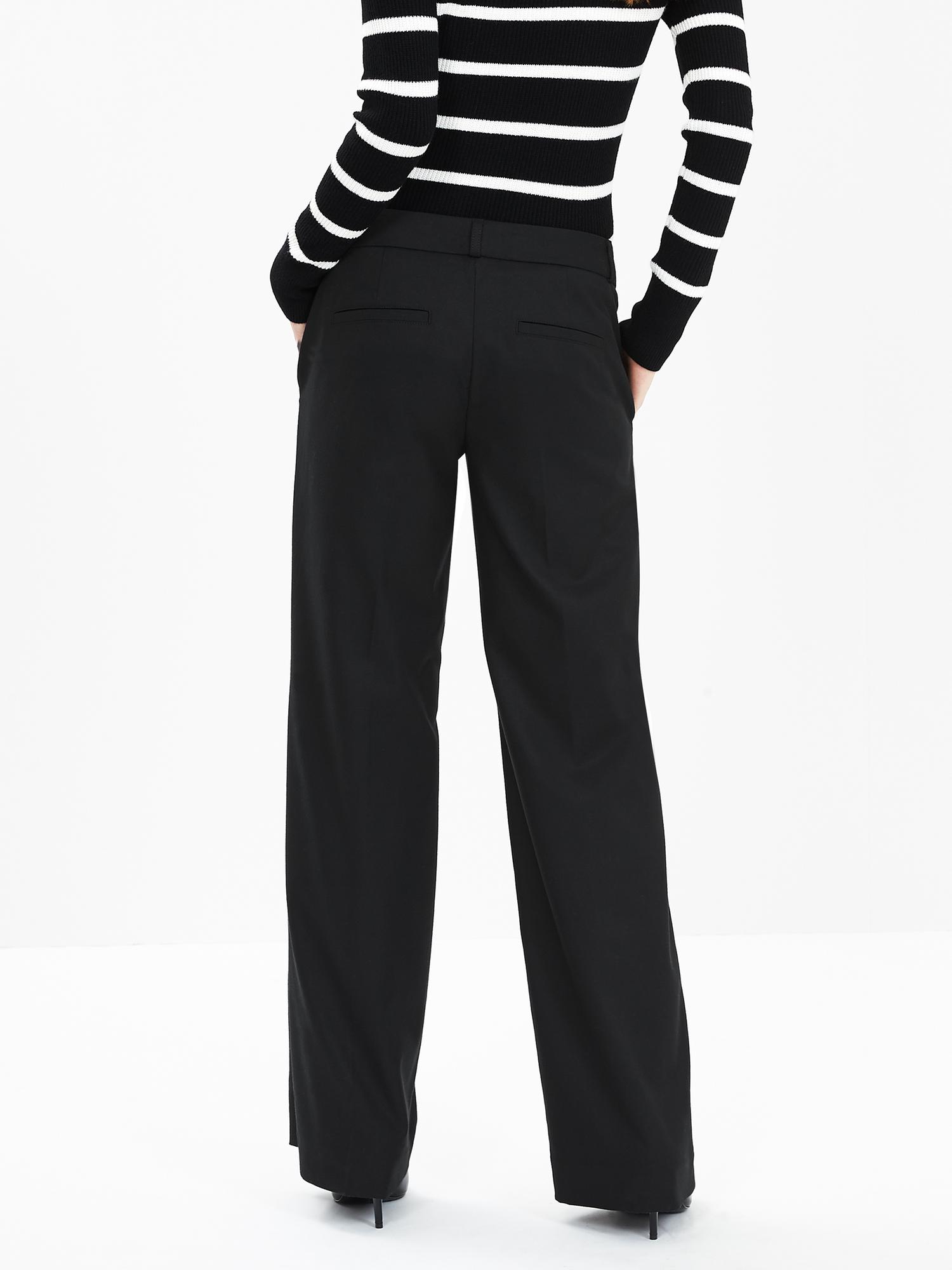 Black Pintuck Wide-Leg Pant | Banana Republic