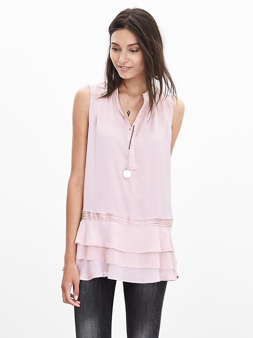 Tiered Ruffle Sleeveless Blouse | Banana Republic