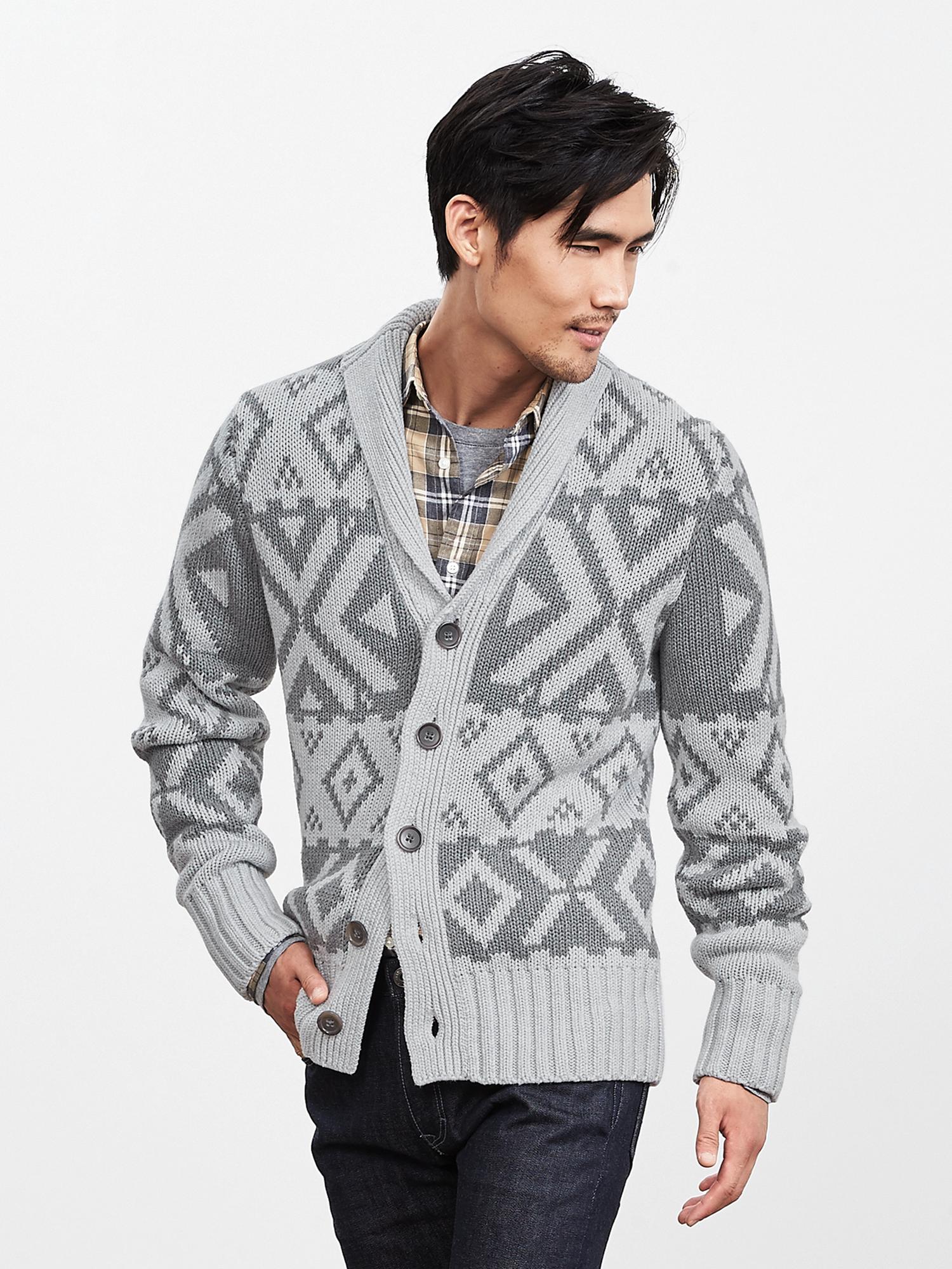 Graphic Shawl-Collar Cardigan | Banana Republic