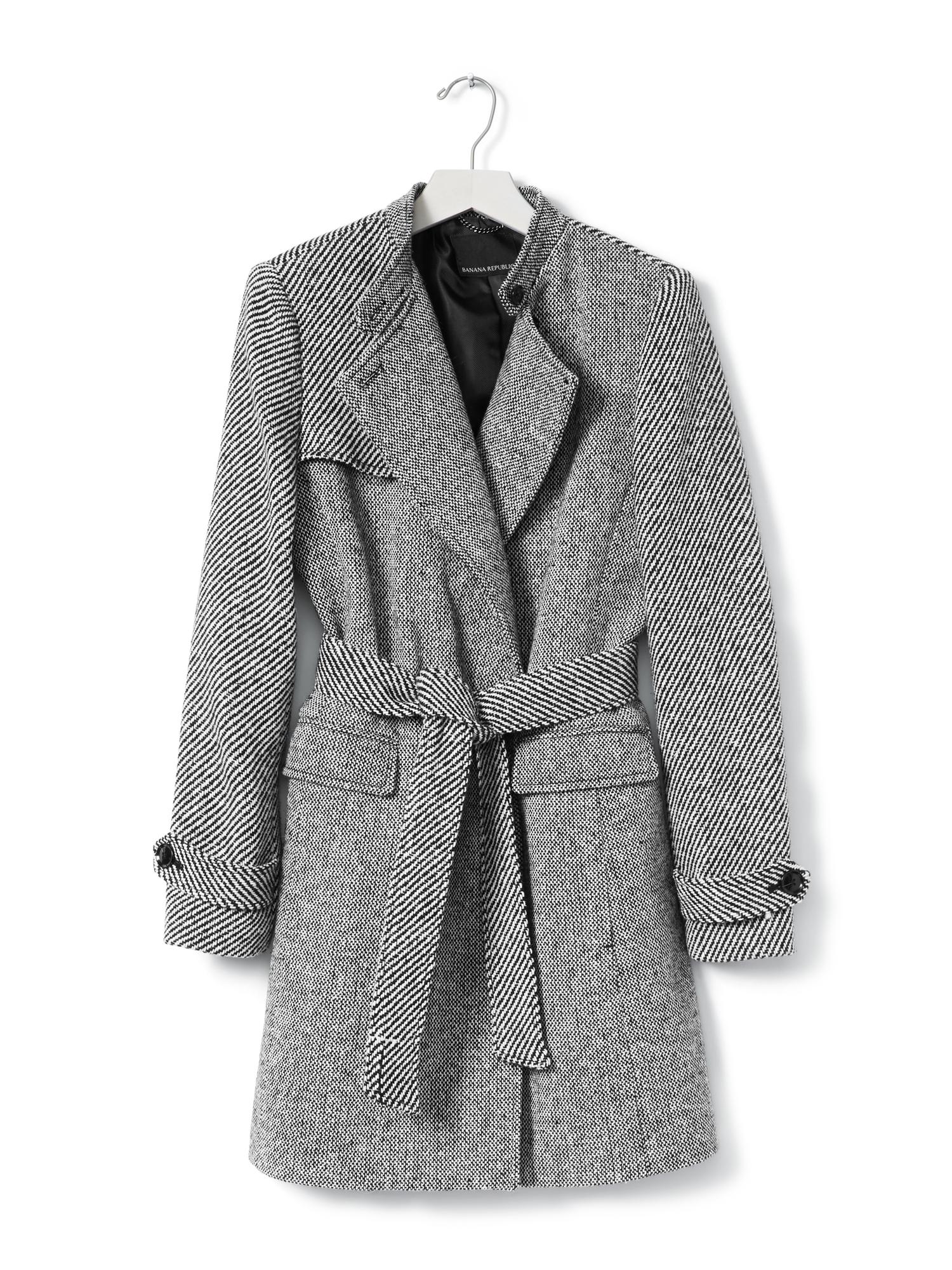 Mixed-Tweed Double-Breasted Coat