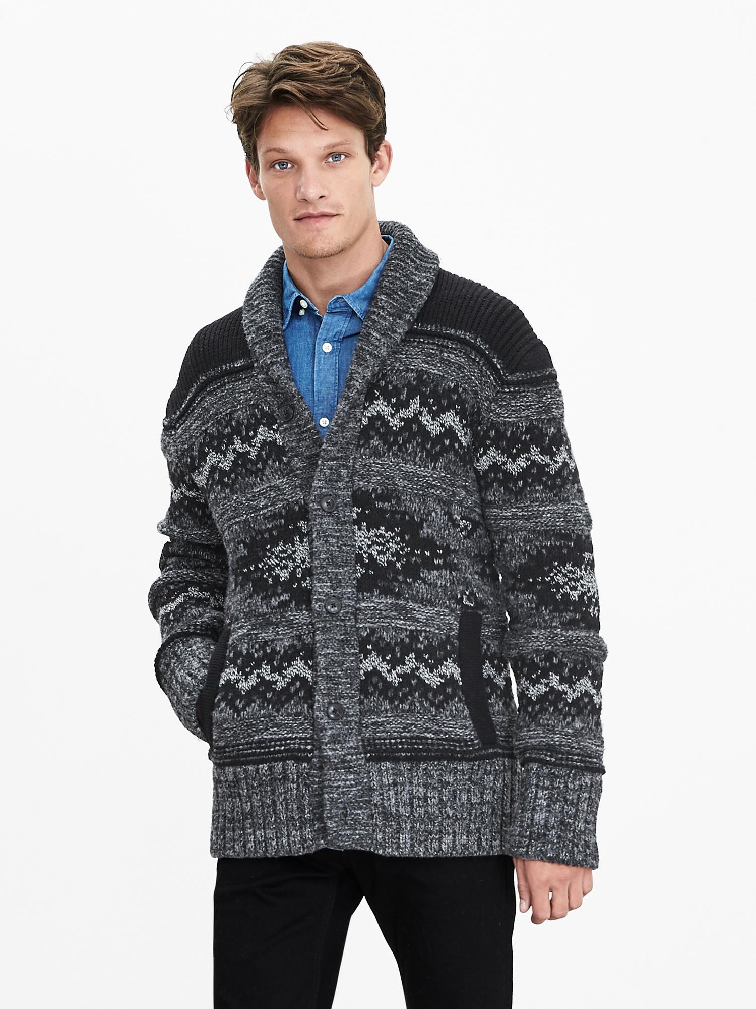 Heritage Patterned Shawl-Collar Cardigan | Banana Republic