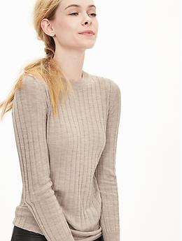 Ribbed Extra Fine Merino Wool Pullover Banana Republic