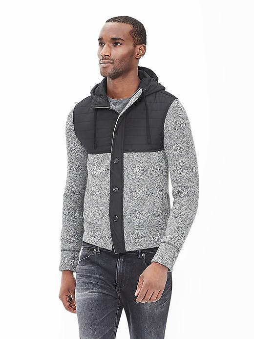 Marled Knit Hooded Jacket | Banana Republic