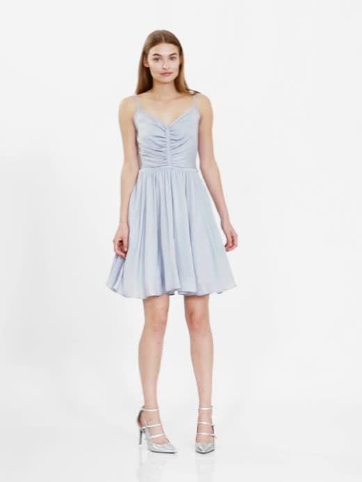 Blue Shirred Dress | Banana Republic