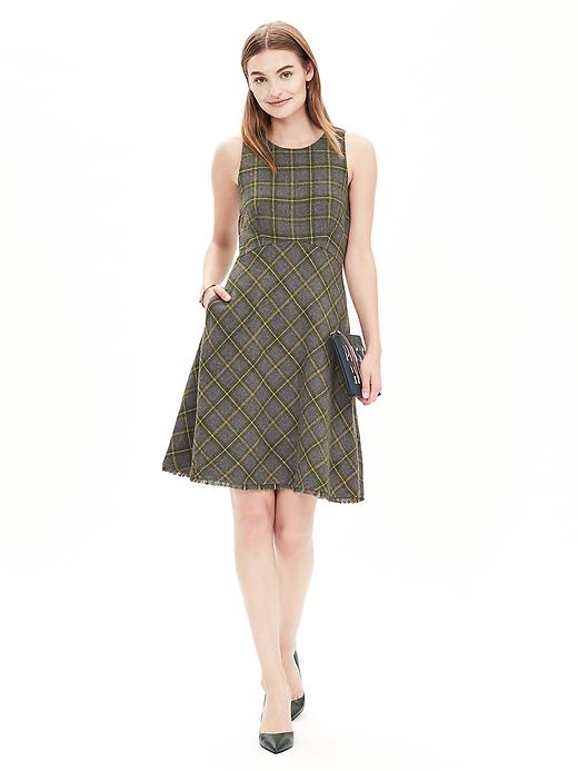 Plaid Fit-and-Flare Dress | Banana Republic