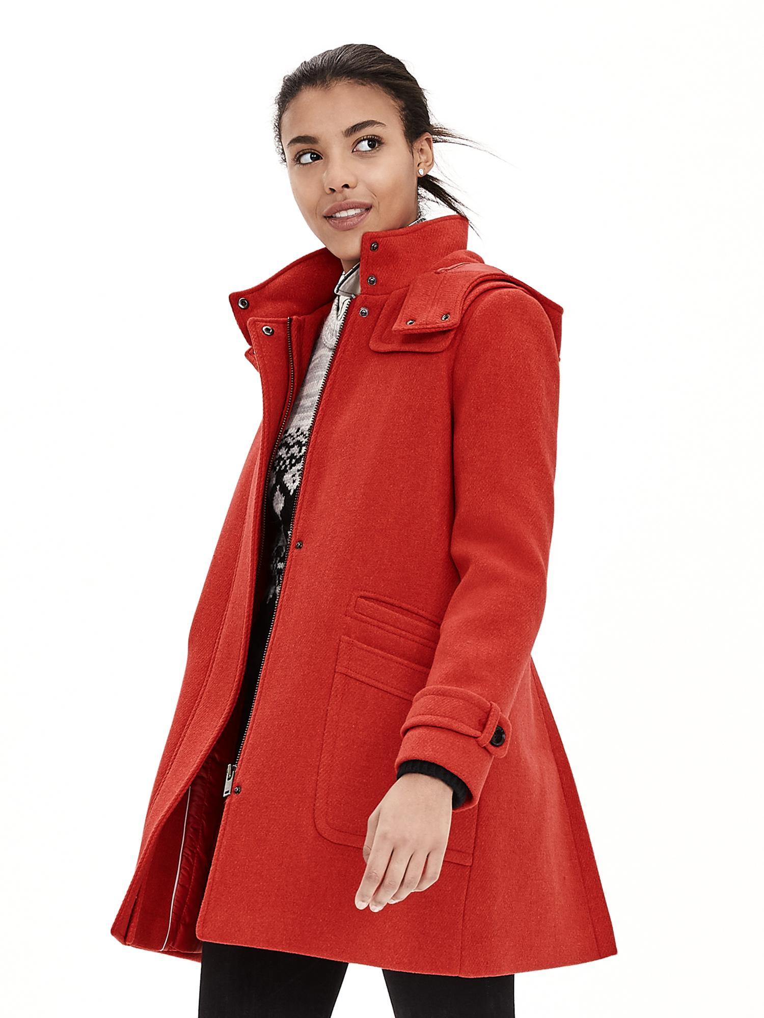 Red Duffle Coat Banana Republic