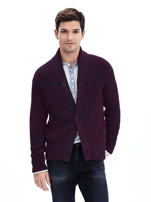 Ribbed Shawl-Collar Cardigan | Banana Republic