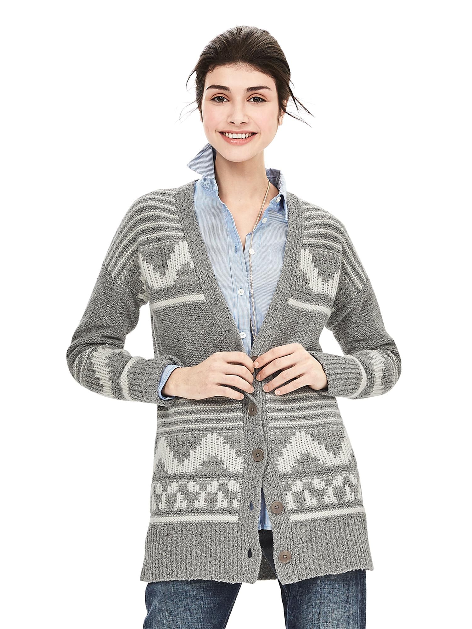 Jacquard Long Cardigan | Banana Republic