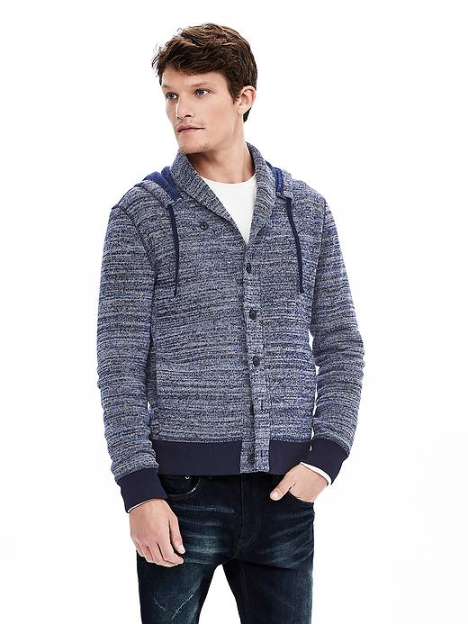 Heritage Blue Hooded Knit Jacket | Banana Republic