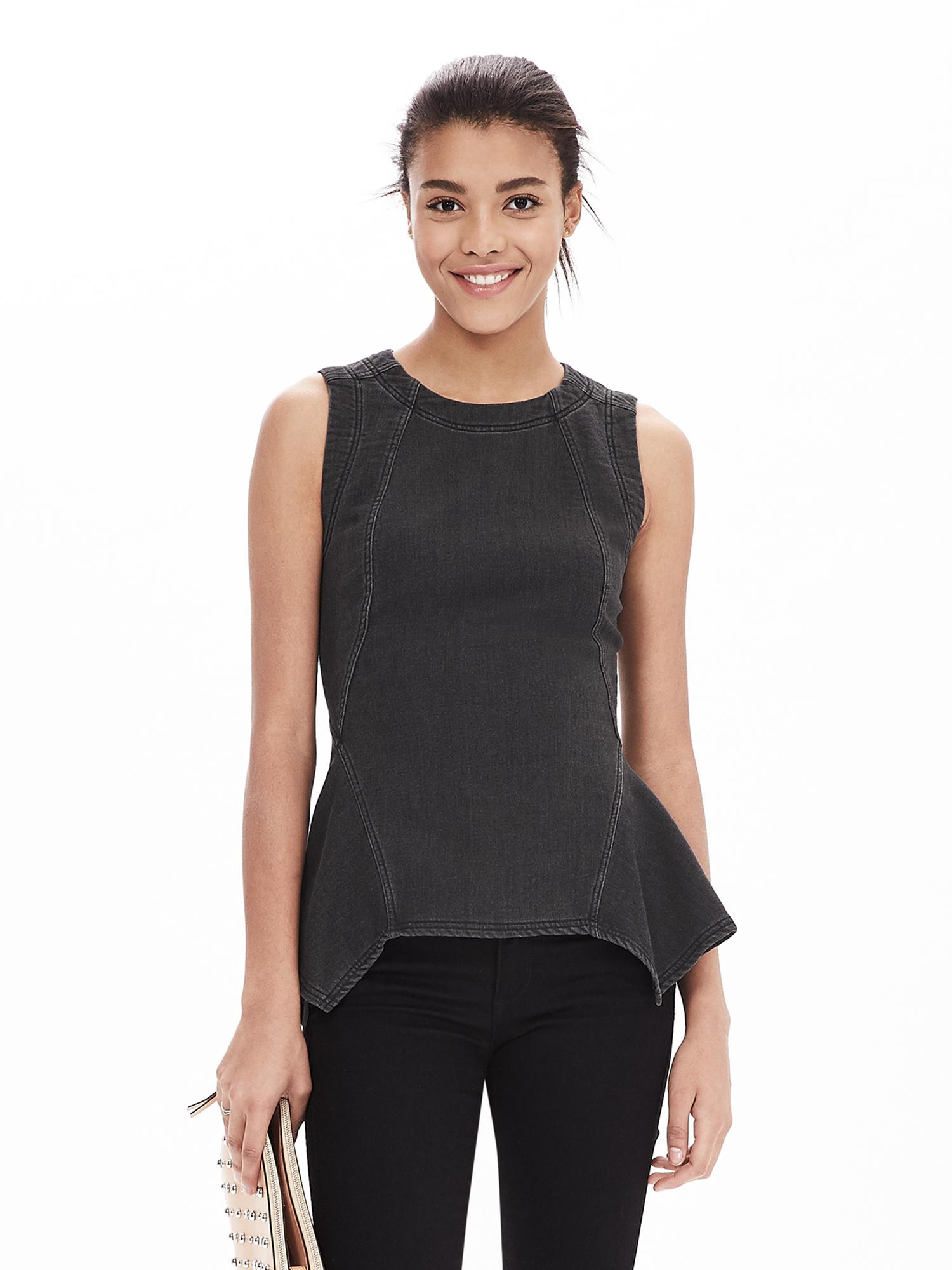 Denim HandkerchiefHem Tank Banana Republic