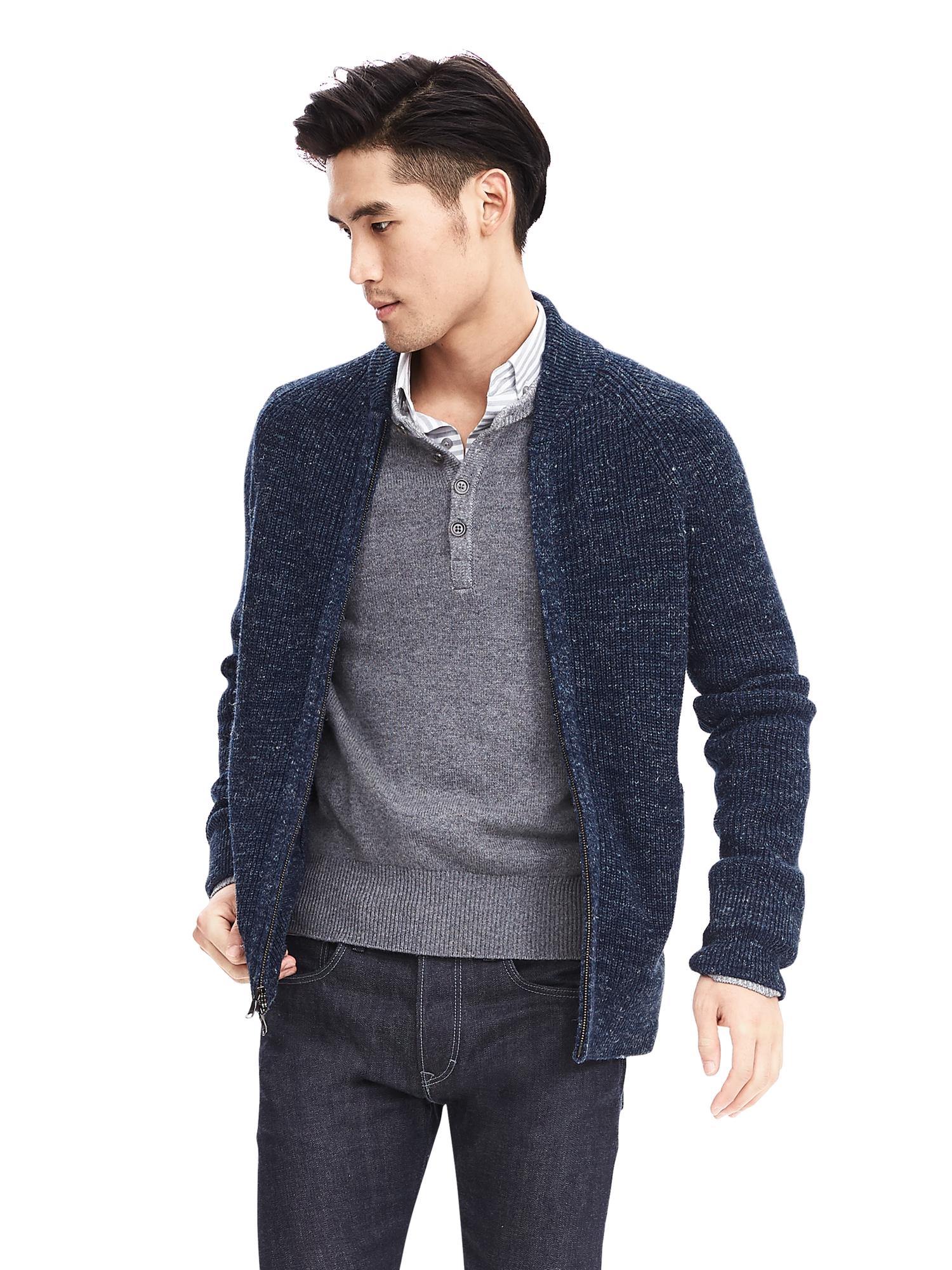 Wool-Blend Baseball Sweater Jacket | Banana Republic