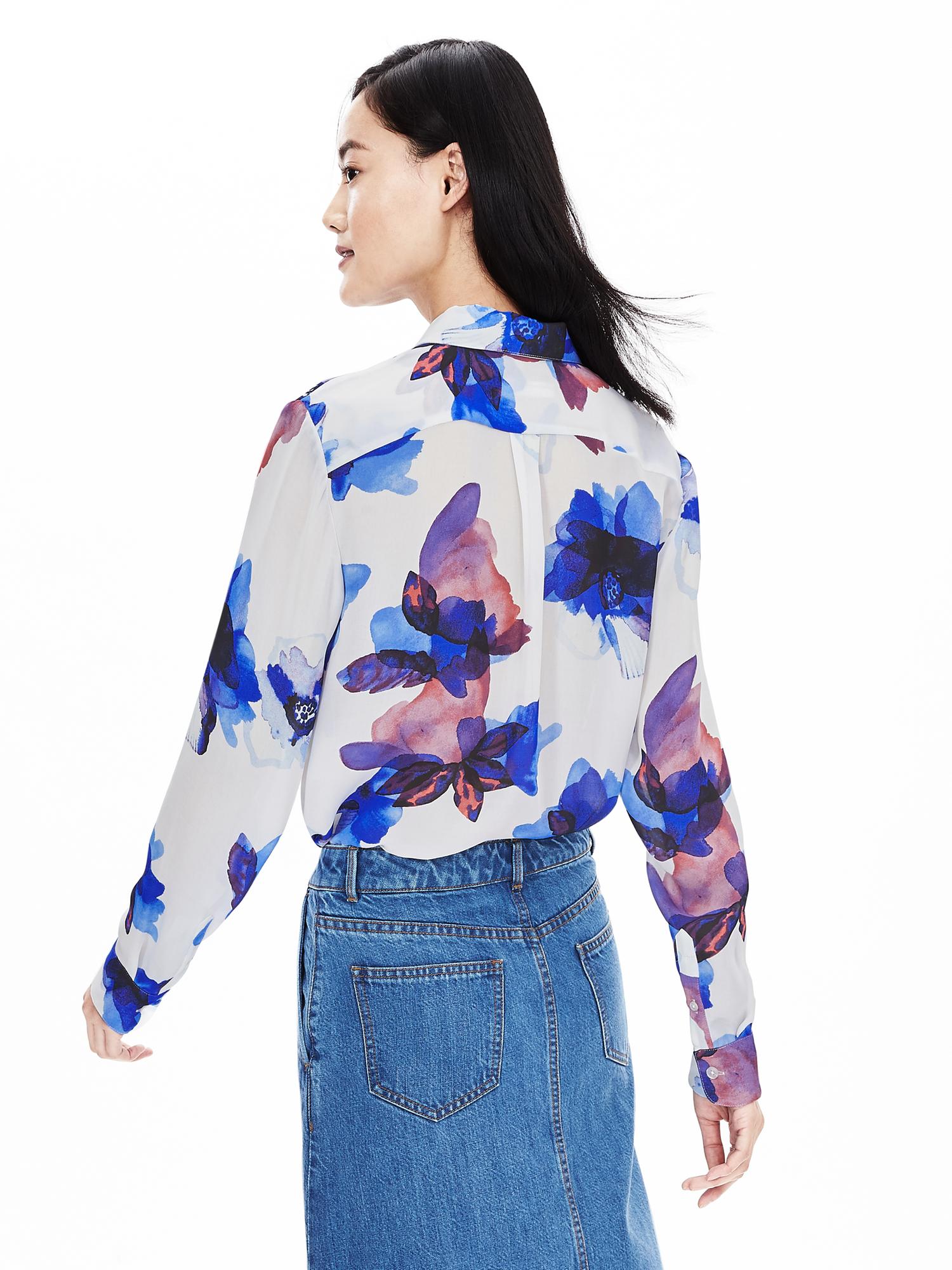 Dillon-Fit Watercolor Floral Shirt