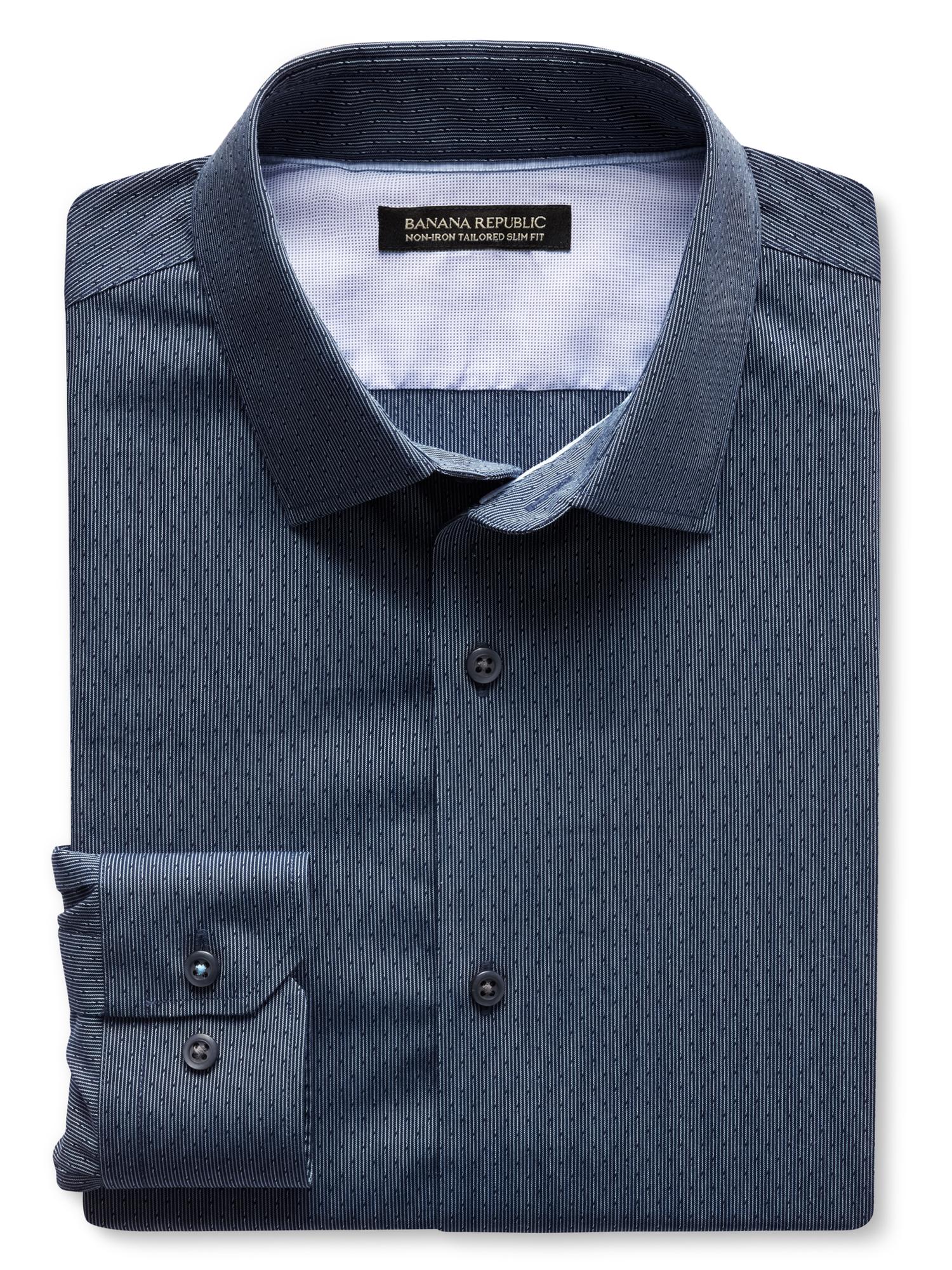 Grant-Fit Non-Iron Navy Corded Shirt