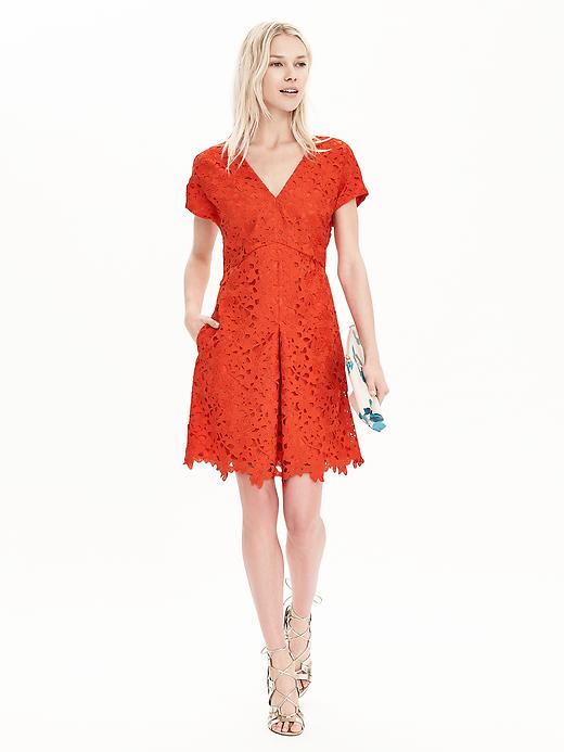 V-Neck Lace Dress | Banana Republic
