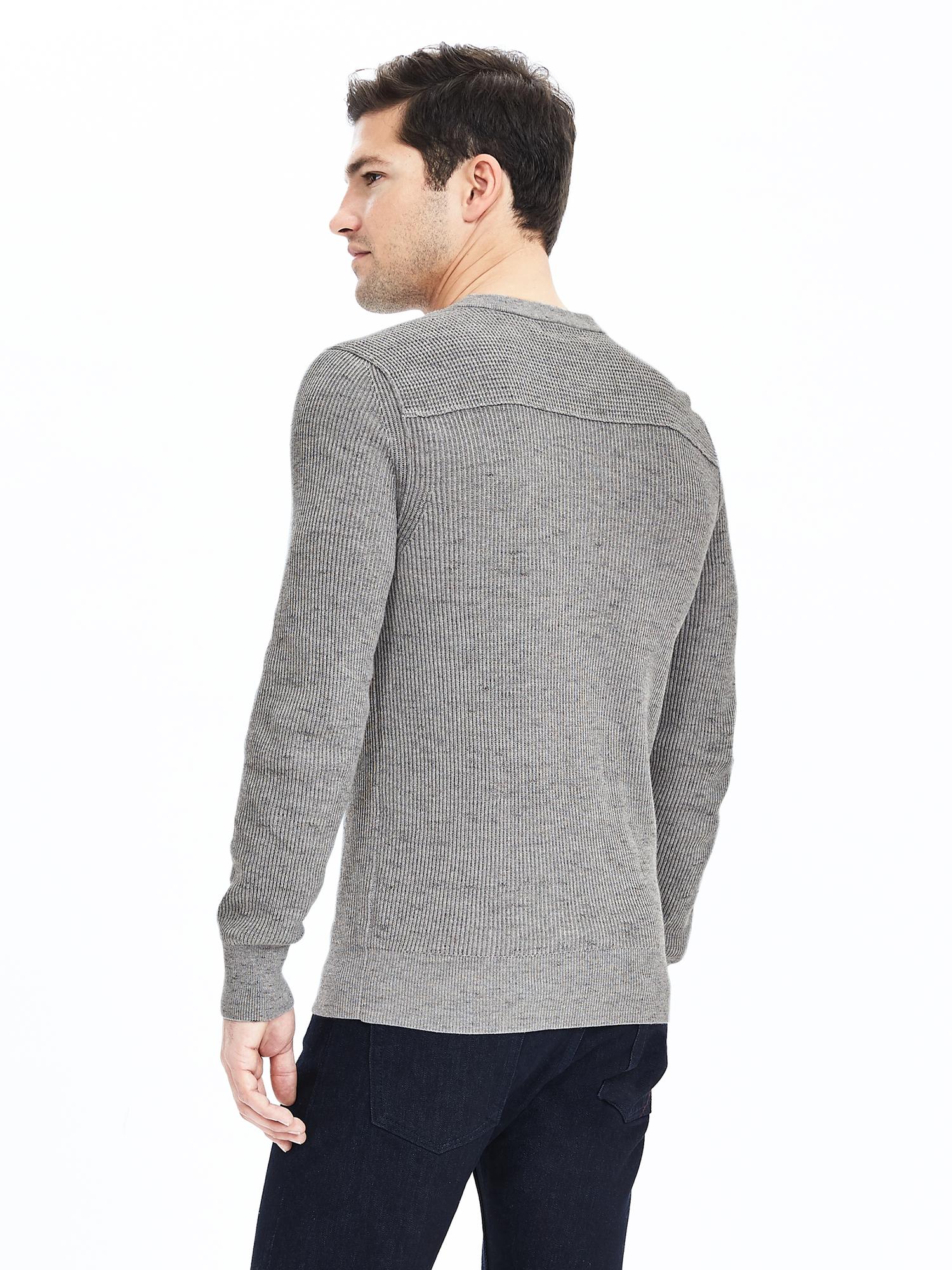 Ribbed Knit Henley Banana Republic