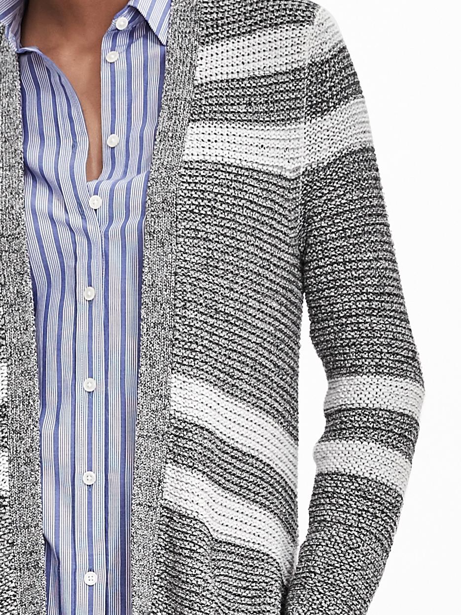 Fringe Stripe Open Cardigan