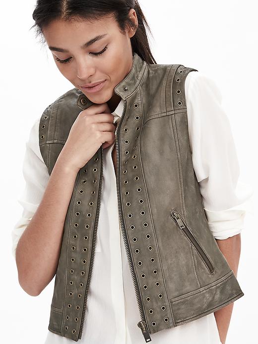 Heritage Leather Grommet Vest | Banana Republic