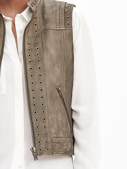 Heritage Leather Grommet Vest | Banana Republic