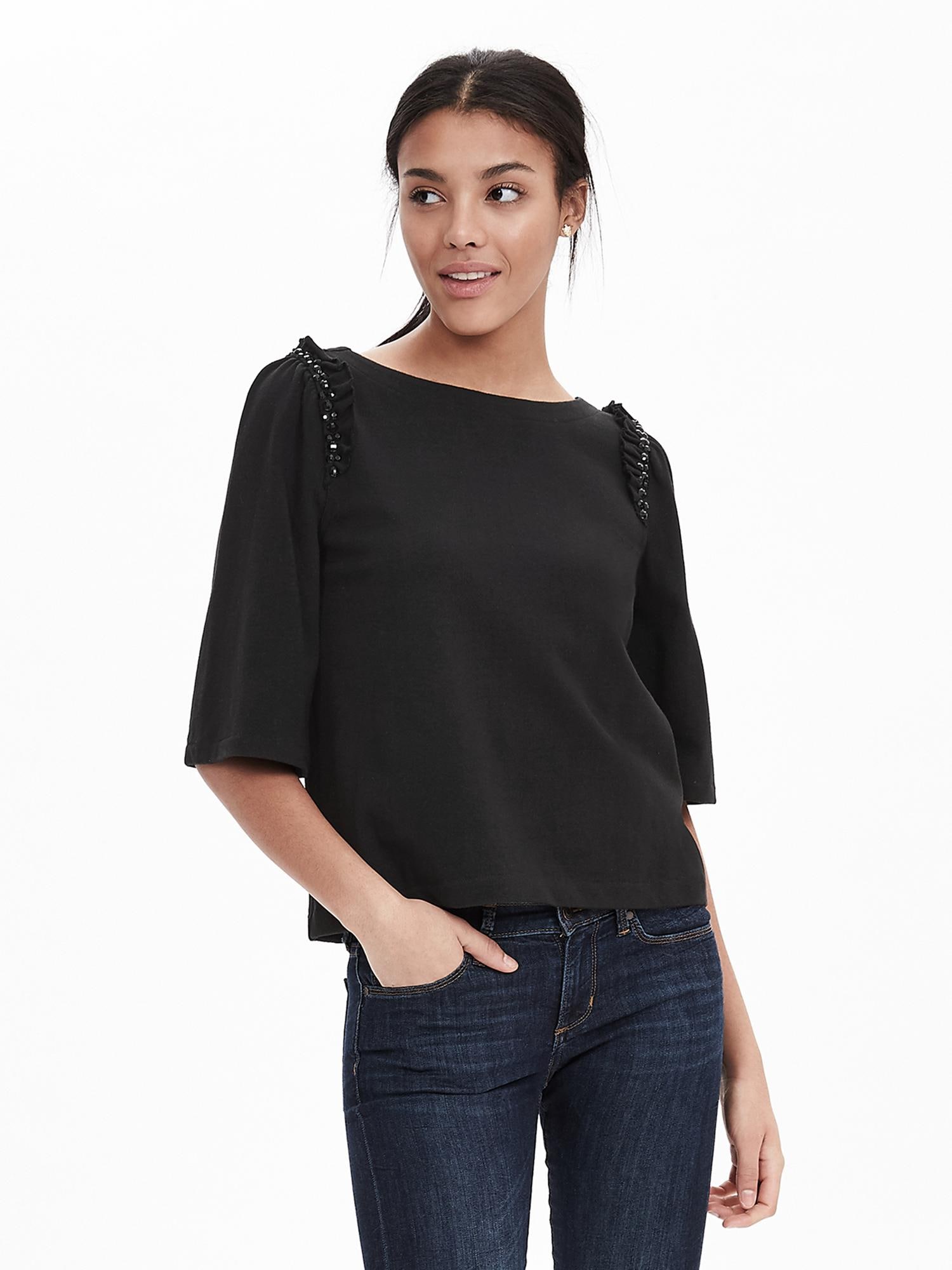 Bead Ruffle Top | Banana Republic