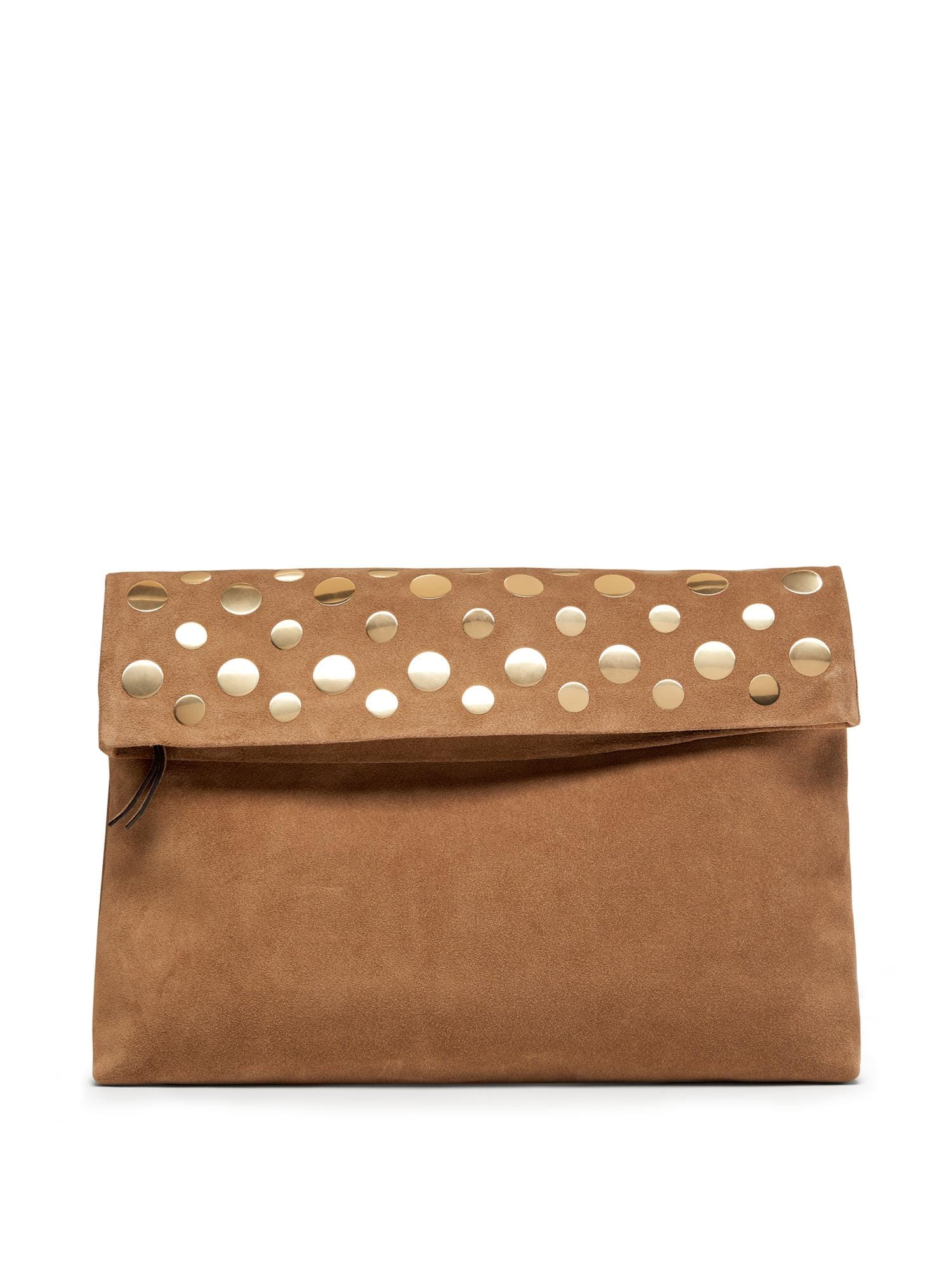 Studded Italian Suede Foldover Pouch