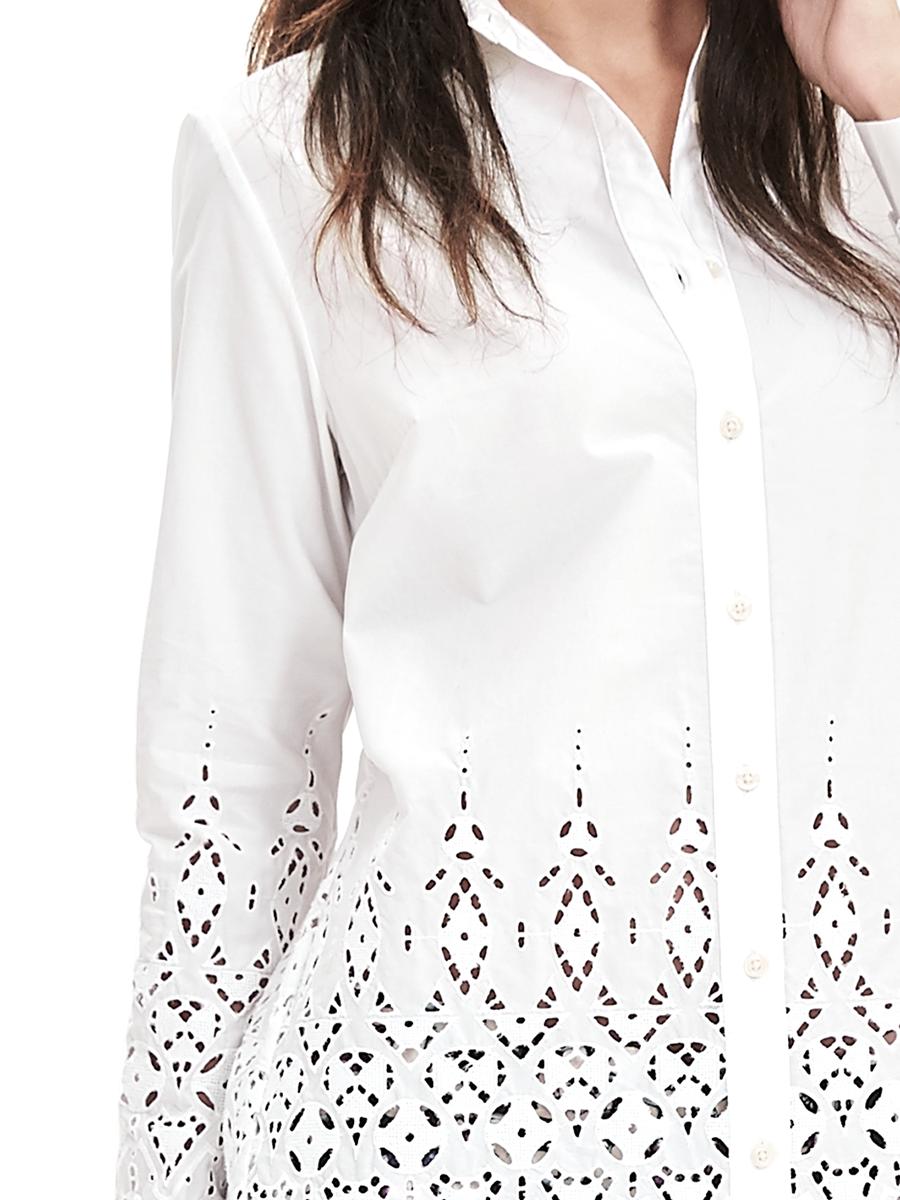 Scallop-Hem Eyelet Shirt