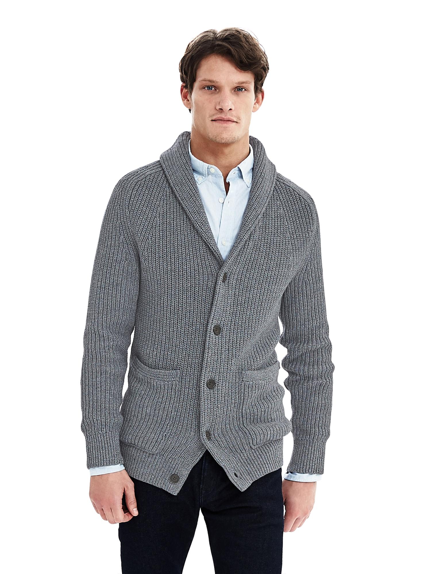 Ribbed Shawl-Collar Cardigan | Banana Republic